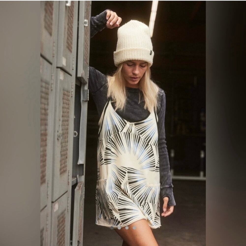 Free People Cream and Black Midi Dress